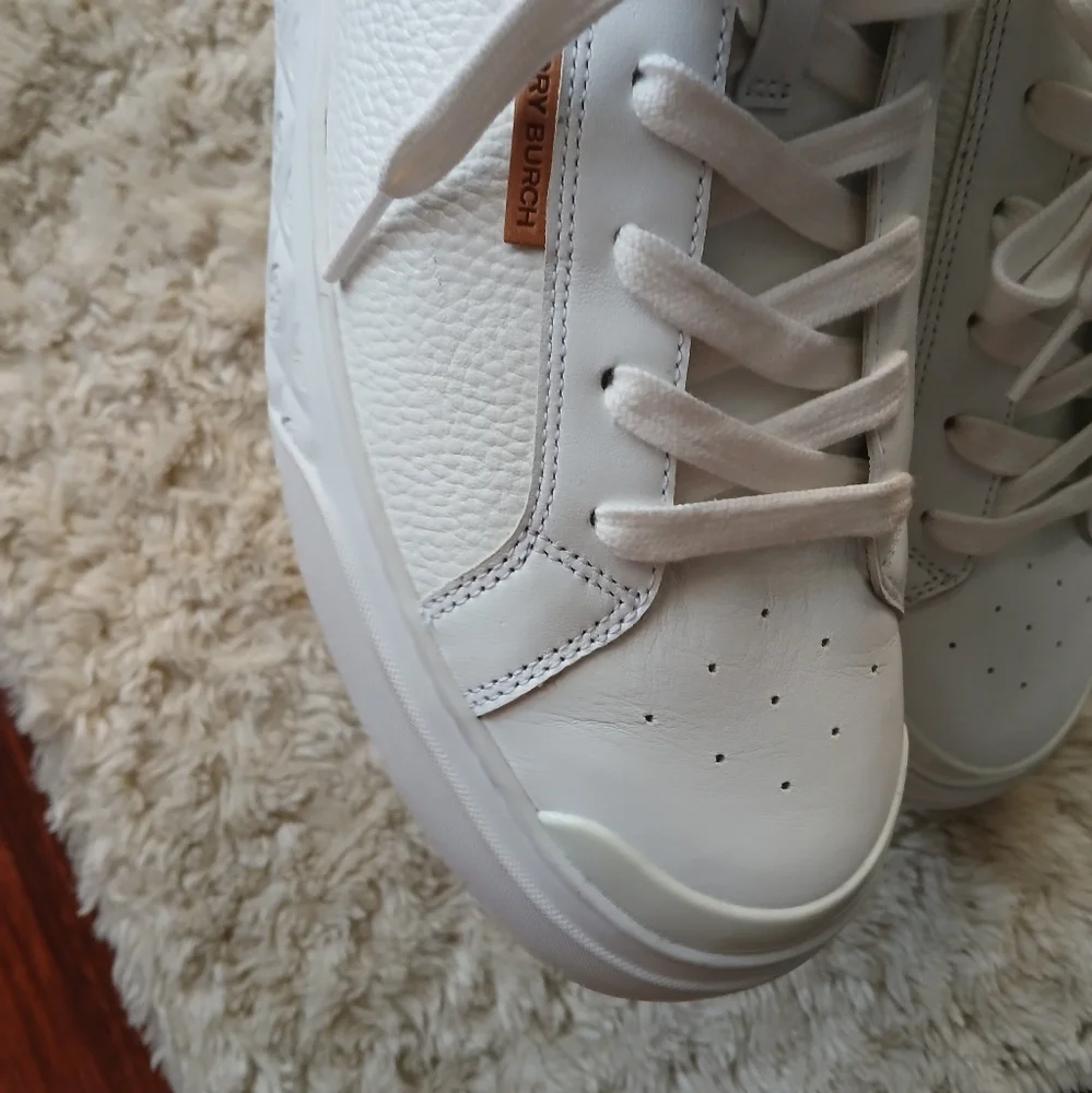💎 Tory Burch Women's Ladybug Leather White Sneakers